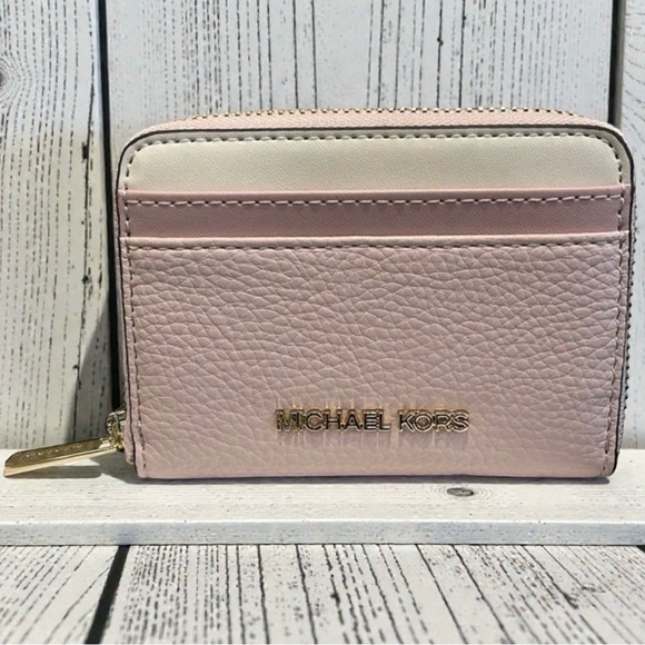 Michael Kors Jet Set Travel Color-Block Wallet Powder Blush Rose - Picture 2 of 7